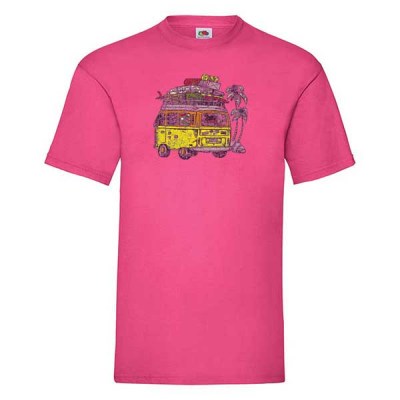 ΦΟΥΞΙΑ  t-shirt FRUIT OF THE LOOM με στάμπα A417